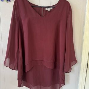 Jennifer Lopez Deep Red Layered Blouse